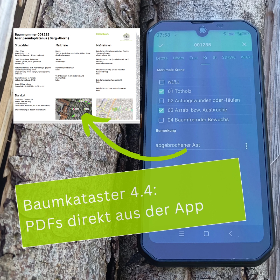 Baumkataster 4.4: PDFs direkt aus der App